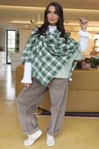 Roberta Plaid Brushed Cotton Drape Cape Clover